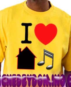 Love House Music YELLOW Tee Shirt Dance ejoe garage  