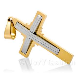 MENS Gold Silver Stainless Steel Cross Necklace Pendants vj979  