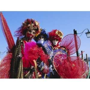  People Wearing Masked Carnival Costumes, Venice Carnival 