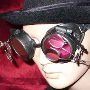   Goggles Glasses pewter red magnifying lens 2x 