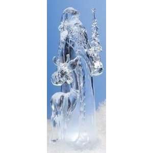 12 Icy Crystal Lighted LED Christmas Santa Claus with Reindeer and 