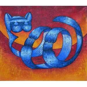 The Cheshire Cat (M.C. Escher Style) Oil Painting on Canvas Hand Made 