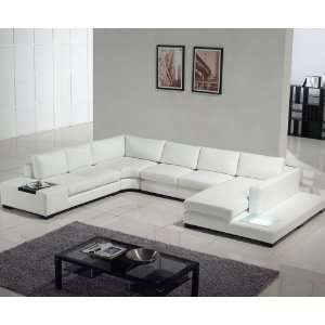  Modern Leather Sectional Sofa with Built in Light