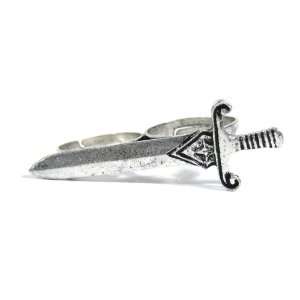   Ring Adjustable Knuckle Medieval Silver Excalibur Sword Fashion