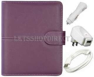 Purple Leather Case Cover for  Kindle Touch+USB 2.0 Cable+Car 