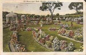 Vintage Postcard Municipal Rose Garden, Allentown, PA  
