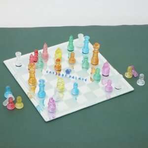    10 X 10 Mirror Chess Board W /3 Color Chess Man