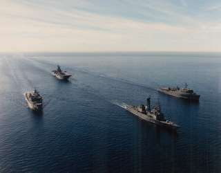 Boxer (LHD 4) steaming with a Task Force during a routine exercise 