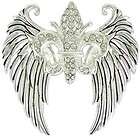 silver pendant fleur de lis wing crystals design gothic $ 25 60 5 % 