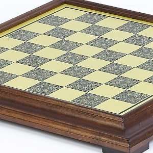 Salvatori Brass/Wood Pedestal Chess Board from Italy   Squares 1 9/16