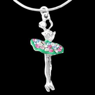 Ballet Dancing Girl Pendant Crystal Jewelry Necklace KC104C  