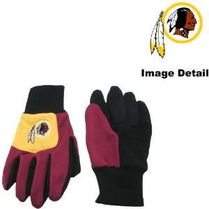 Washington Redskins Color Block Yellow Grip Work Glove w/ Red Fingers