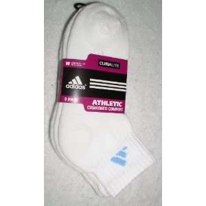 Adidas Womens Quarter Crew Athletic Cushioned Comfort Socks, 3 pair 