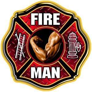   Plate Fire Man Muscle Arm Exterior Window Decal 