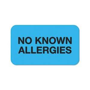  No Known Allergies Medical Labels, 7/8 x 1 1/2, Light Blue 