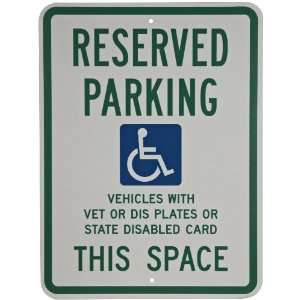   Height B 959 Reflective Aluminum, Blue and Green on White Handicapped