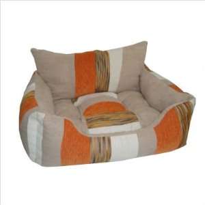  Best Pet Supplies VB468 OR Oval Dog Bed in Orange Stripes 