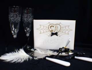 Corpse Bride Wedding Cake topper LOT Glasses knife ECT  