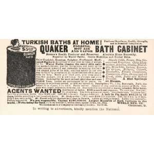  1898 Vintage Ad Quaker Turkish Vapor Steam Bath Cabinet 