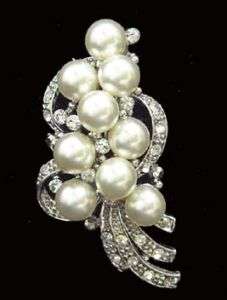 Swarovski Crystal & Glass Pearl Wedding Bridal Brooch  