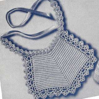 Vintage Crochet PATTERN Baby Bib Christening Fancy  