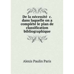   le plan de classification bibliographique Alexis Paulin Paris Books