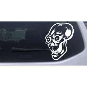 Big Eyed Skull Car Window Wall Laptop Decal Sticker    White 20in X 15 
