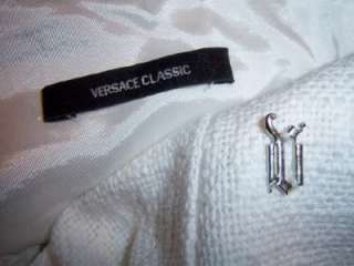 VERSACE CLASSIC STUNNING WHITE FRINGED SHEATH DRESS 44  