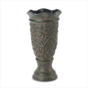  Old World Ornate Pedestal Clay Vase
