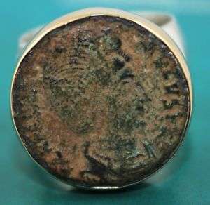 Sterling Silver and 10k Accent Roman Coin Ring  