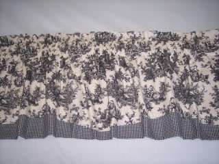 NEW*Black~Waverly Sweet Pastimes~Scalloped~TOILE/CHECKED LINED VALANCE 