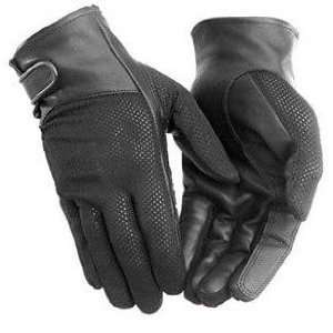  River Road Pecos Black Leather & Mesh Motorcycle Gloves 