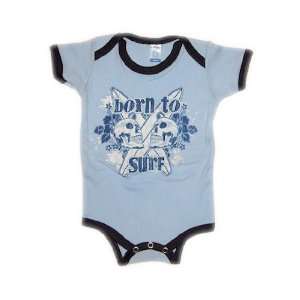  Born to Surf   Retro Skulls Silly Baby Bodysuit, Blue, 3 