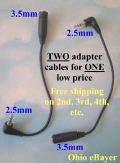 TWO 2.5mm Male to 3.5mm Female Cable Headphone Adapters  