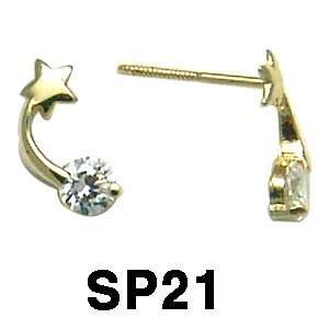  14k Yellow Gold Shooting Star Screwback Earrings Jewelry
