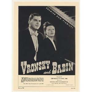  1948 Duo Pianists Vronsky and Babin Photo Booking Print Ad 