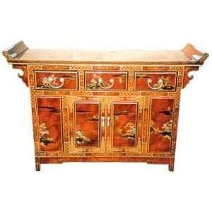   Furnishings   60 Oriental Lacquer Buffet Cabinet