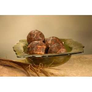   Textured Olive Glass Decorative Bowl 