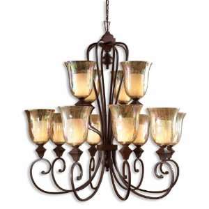 Uttermost 48 Inch Elba 12 Lt Chandelier Grand Scale Curved Arm Banded 