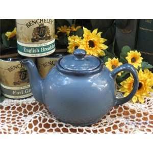  Ceramic 6 cup Brown Betty Teapot, Cadet Blue Kitchen 