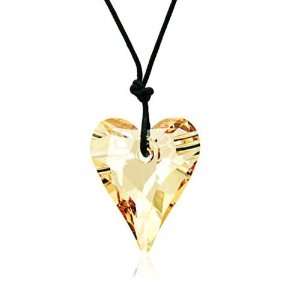  Golden Shadow Heart Cut Pendant with Swarovski Crystal 