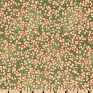  44 Wide Autumn Leaves Berry Sprigs Green Fabric By The 
