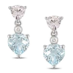 10k White Gold 3 3/8 CT TGW Morganite and Sky Blue Topaz 0.07 CT TDW 