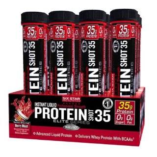   Star Pro Nutrition Protein Shot 35, Berry Blast, 12 Count by Six Star