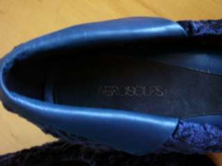 AEROSOLES Navy Blue Textured Velvet High Heel Shoes 7.5  