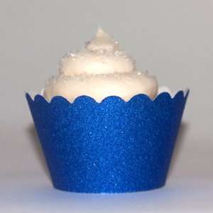  Platinum Glitter Royal Blue Reusable Cupcake Wrappers (set 