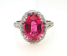 Gorgeous Red Spinel and Diamond Ring  