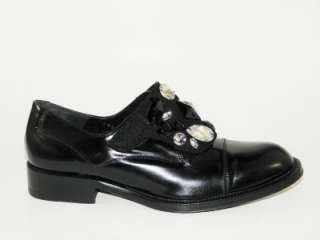 PEDRO GARCIA Black Leather Swarovski Crystal Oxford Shoe 37 NIB  