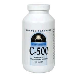  Source Naturals Vitamin C 500 with Rosehips 500mg, 500 