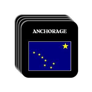 US State Flag   ANCHORAGE, Alaska (AK) Set of 4 Mini Mousepad Coasters